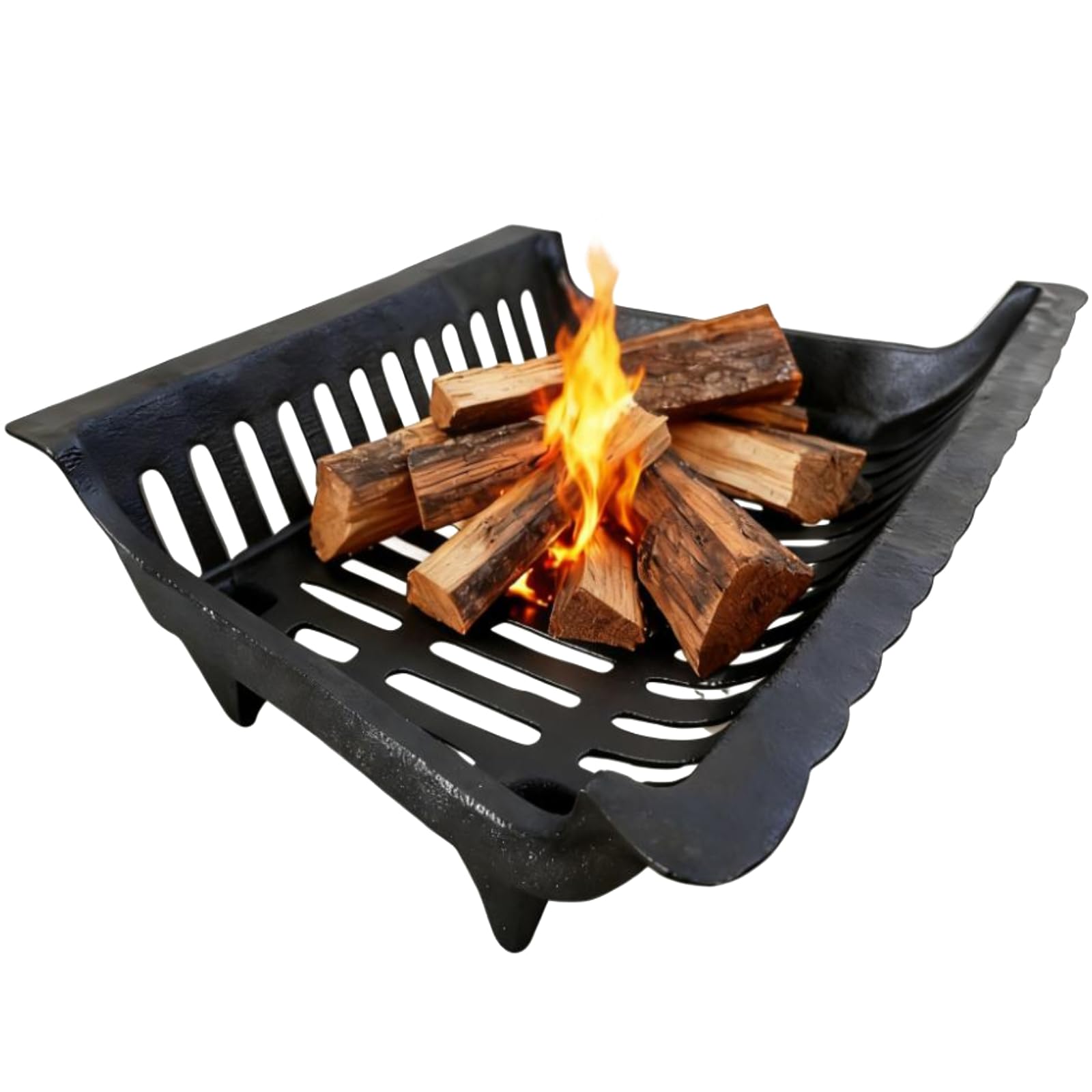 Amagaeli 61cm Grille de Cheminée pour Feux Chauds Grille à Bûches en fer Forgé À Toute épreuve en Acier 12 Barreaux 1,8cm Barreaux Intérieur Grille porte Bûches De Plein air Poêle à bois Grille de Feu