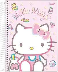 Caderno Espiral Univ CD 1 Matéria 80 Fls Hello Kitty Fundo Rosa FSC - Jandaia