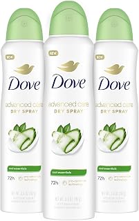 Dove Advanced Care Cool Essentials Dry Spray Antiperspirant Deodorant 3-Pack 3.8oz - Pro Ceramide Tech Repairs Skin Barrier Post-Shave, 72H Protection