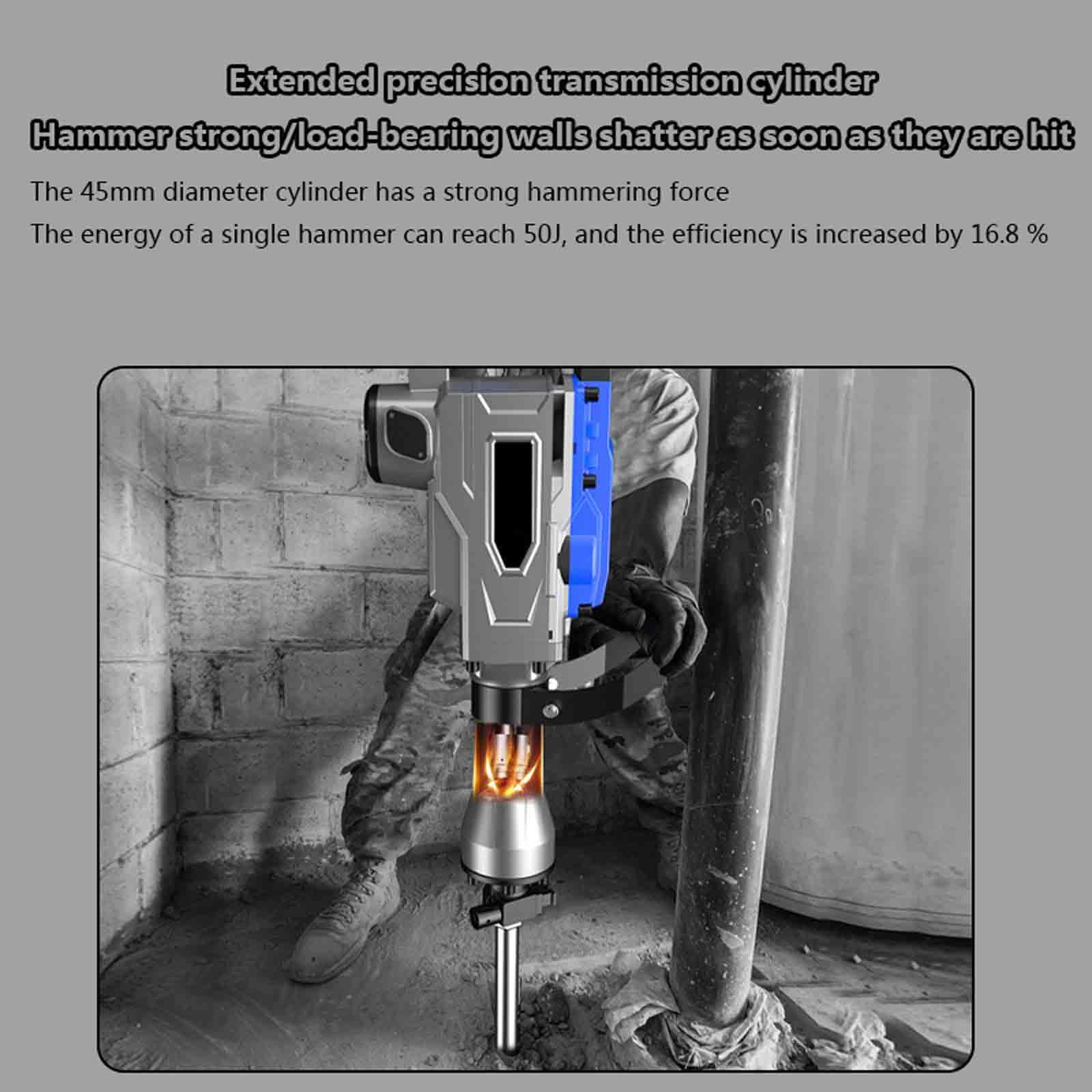 Wiertarka udarowa do betonu 1500 W, wytrzymała, obrotowa wiertarka elektryczna o zmiennej prędkości, 3 wiertła do drewna, metalu i betonu