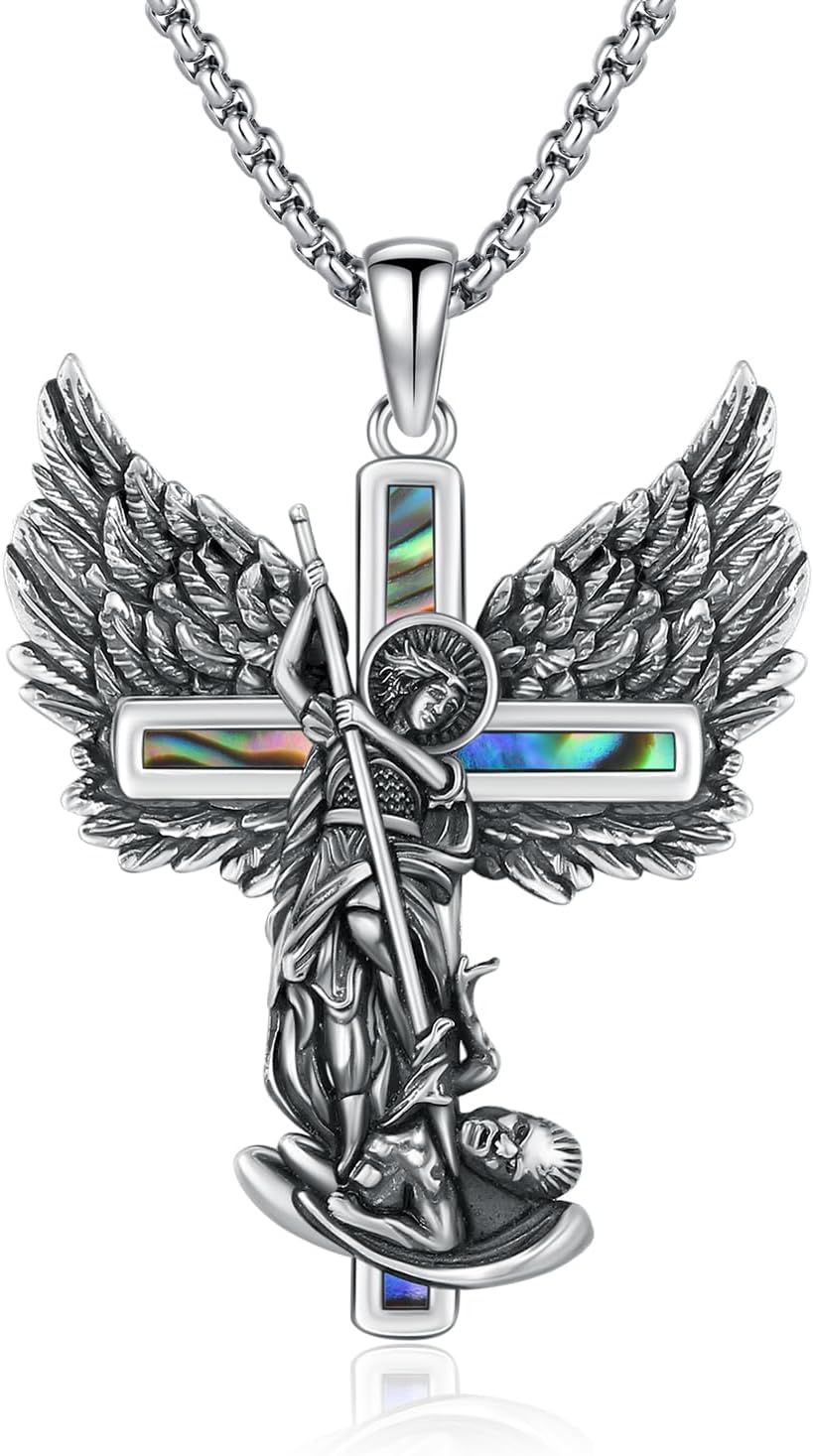 St Michael/St Christopher/St Florian Patron Saint Amulet Necklace 925 Sterling Silver Religious Protection Pendant Jewelry for Men Women