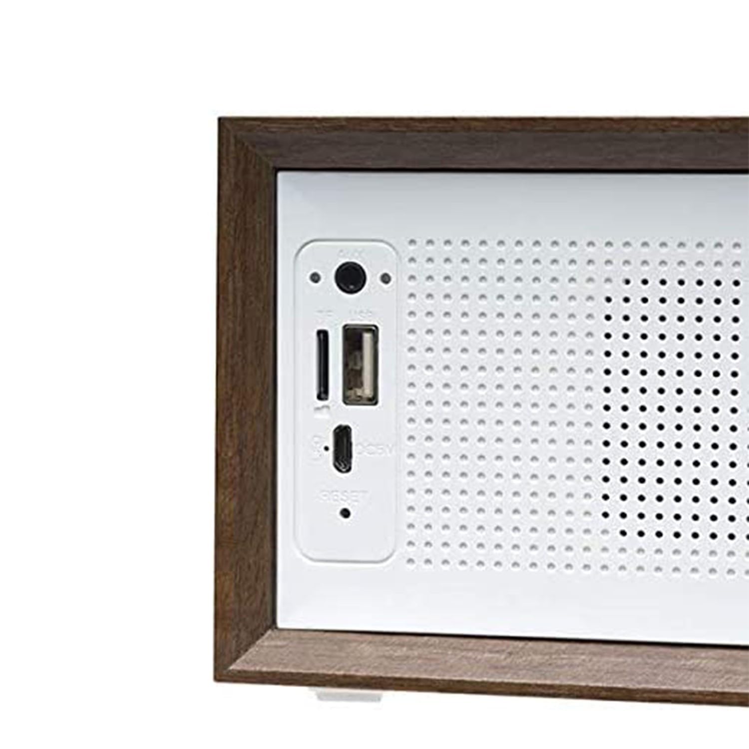 Denver BTS-210 - Enceinte portable - Tuner radio FM - Connexion Bluetooth et USB - Entrée AUX et carte SD - Batterie rechargeable 1500 mAh - Haut-parleurs : 10 W - Structure extérieure en bois - Blanc