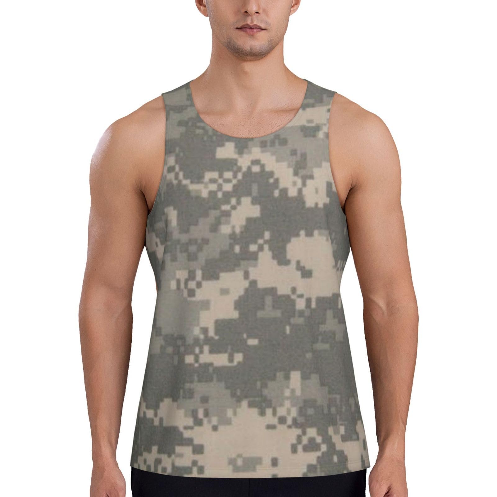 Army Digital Camouflage Men's Exercise Tank Top – Premium Gym Sleeveless Shirt for Workouts and Fitness, Men's Workout Tank Top, Quick Drying Fitness Vest