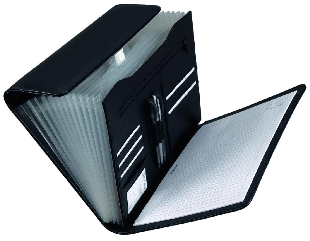 Classeur 12 Trieurs accordeon "VADO" format A4 simili cuir Noir