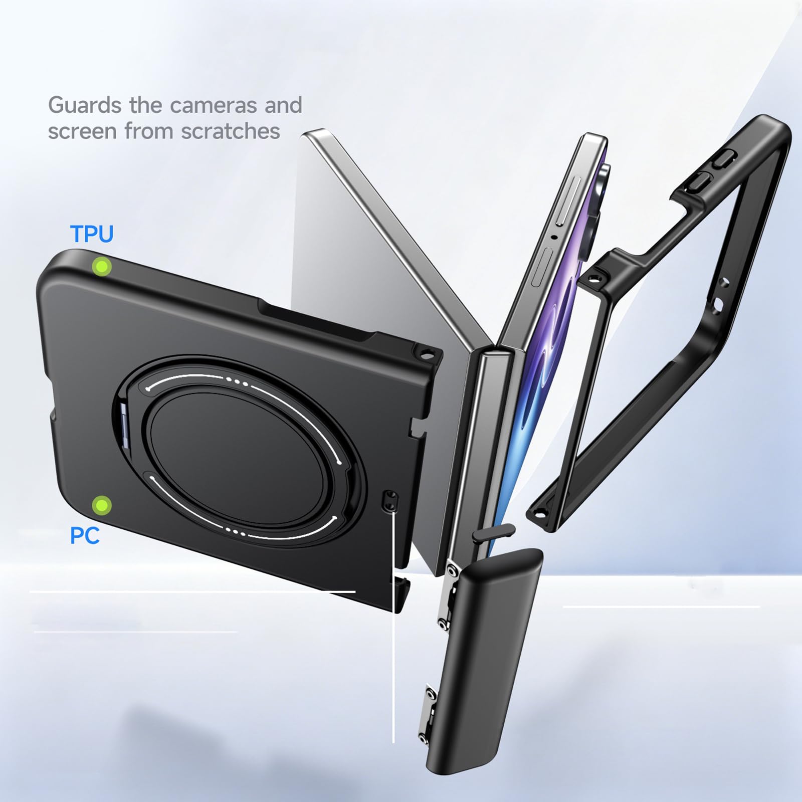 Custodia Magnetica Per Samsung Galaxy Z Flip 8, Rotabile Anello Supporto