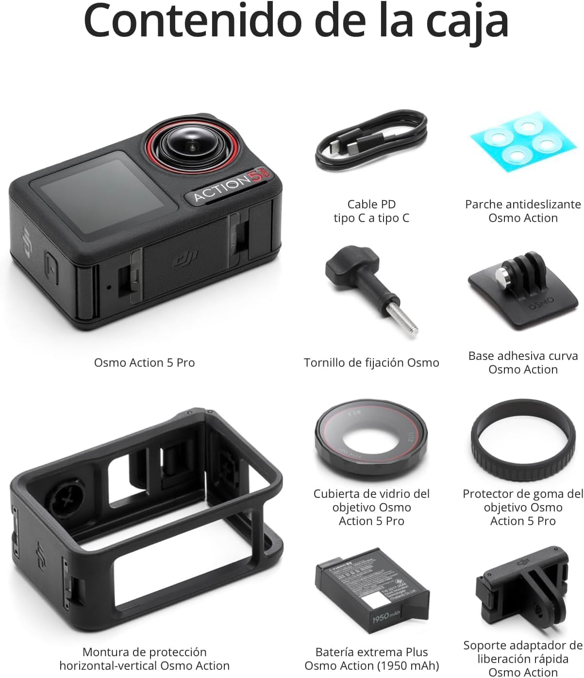 DJI Osmo Action 5 Pro Pack Estándar, cámara Deportiva, Sensor 1/1.3", vídeo 4K/120 fps, Seguimiento de Objetivos, estabilización, 2 Pantallas táctiles OLED (Standard Combo)
