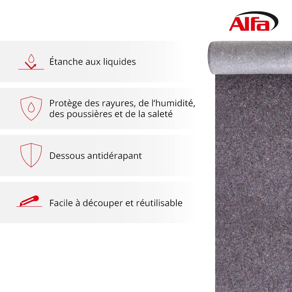 591 ALFA - Toile de couverture, 3 pièces, 1 m x 25 m - avec protection de surface 180g/m², toile de couverture et de protection