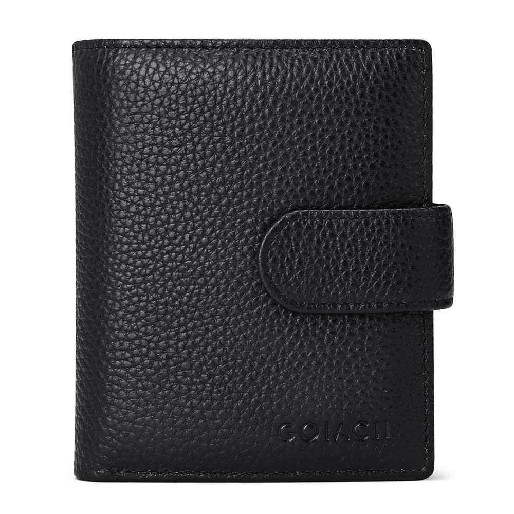 GOIACIISmall Women Wallet Genuine Leather RFID Blocking Compact Bifold Zipper Pocket Purse with ID Window