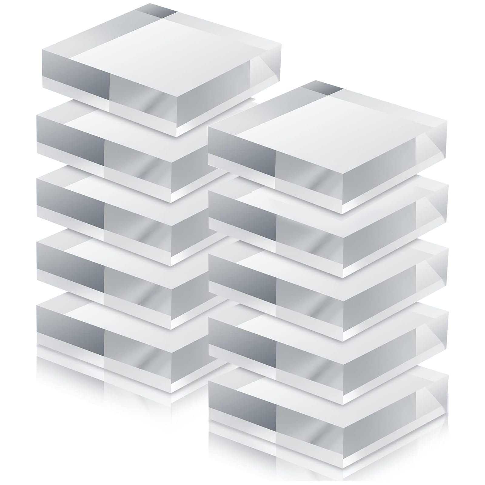 TIHONORI Acrylic Square Display Block - Clear Acrylic Blocks Polished Acrylic Cube - Acrylic Solid Base Display Stand for Ring Holder Collections,50x50x25mm 10 Pcs