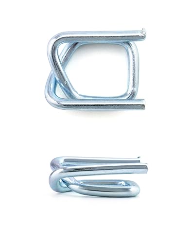 Miniatura 27 de QWORK Paquete de 50 hebillas de alambre de metal, 3/4 pulgadas de ancho, plata, para flejes de polipropileno, Paquete de 200 unidades.