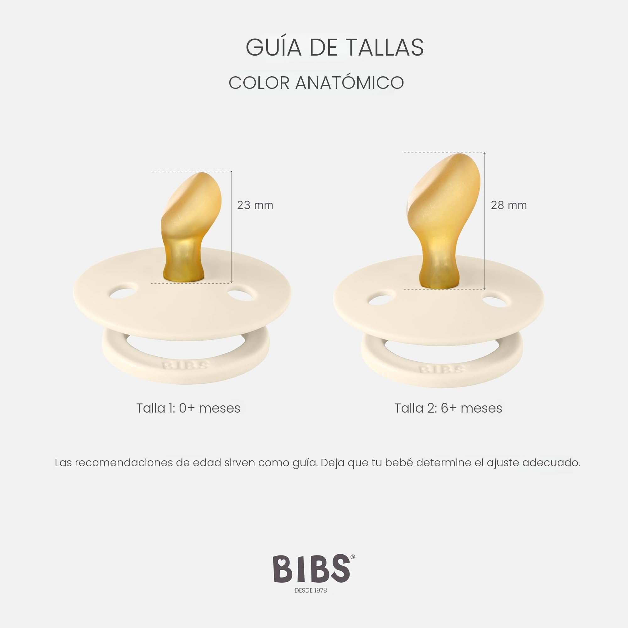 BIBS Colour Anatomical Glow Paquete de 2 chupetes. Libre de BPA, Pezonera anatómica. Látex natural. Talla 1 (0-6 meses), Blush Glow/Vanilla Glow — view 2