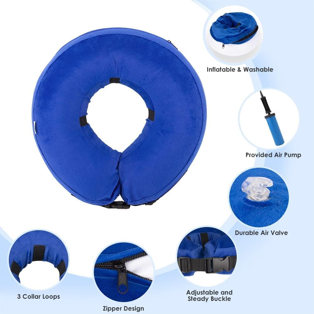 SlowTon Inflatable Dog Recovery Collars Cones, Soft Adjustable Comfy