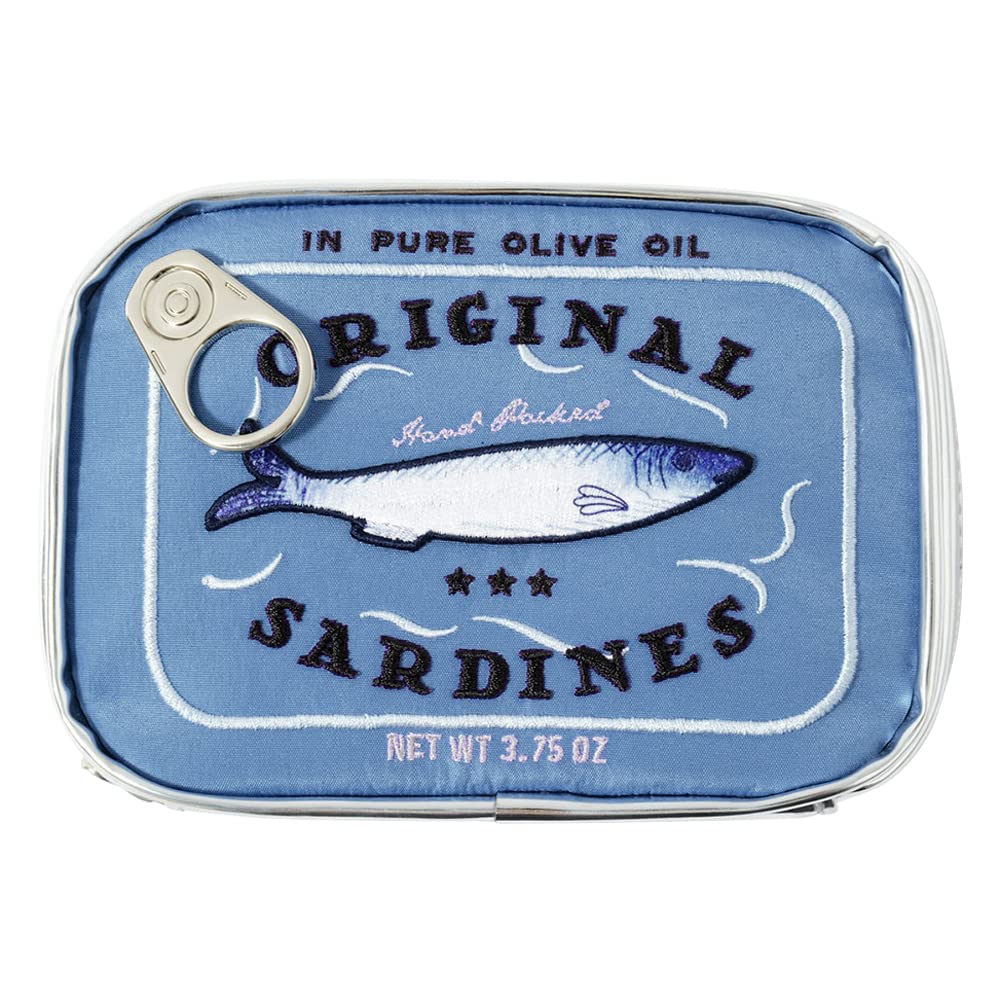 Canned Sardines Makeup Bag, Creative Cute Makeup Bags, Cosmetic Canned Fish Toiletry Bag (Blue)