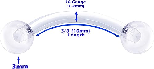 Miniatura 2 de MATIGA 4 piezas de retenedor flexible transparente 0.56 oz barra curvada piercing joyería cartílago Rook Tragus ceja 0.118 in bola acrílica más