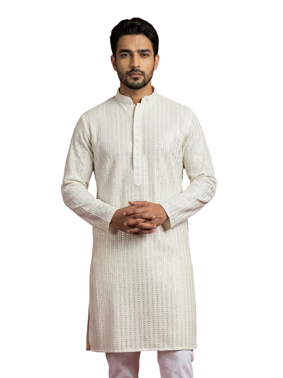 jompers Ivory Sequins Embroidered Kurta-picture-19