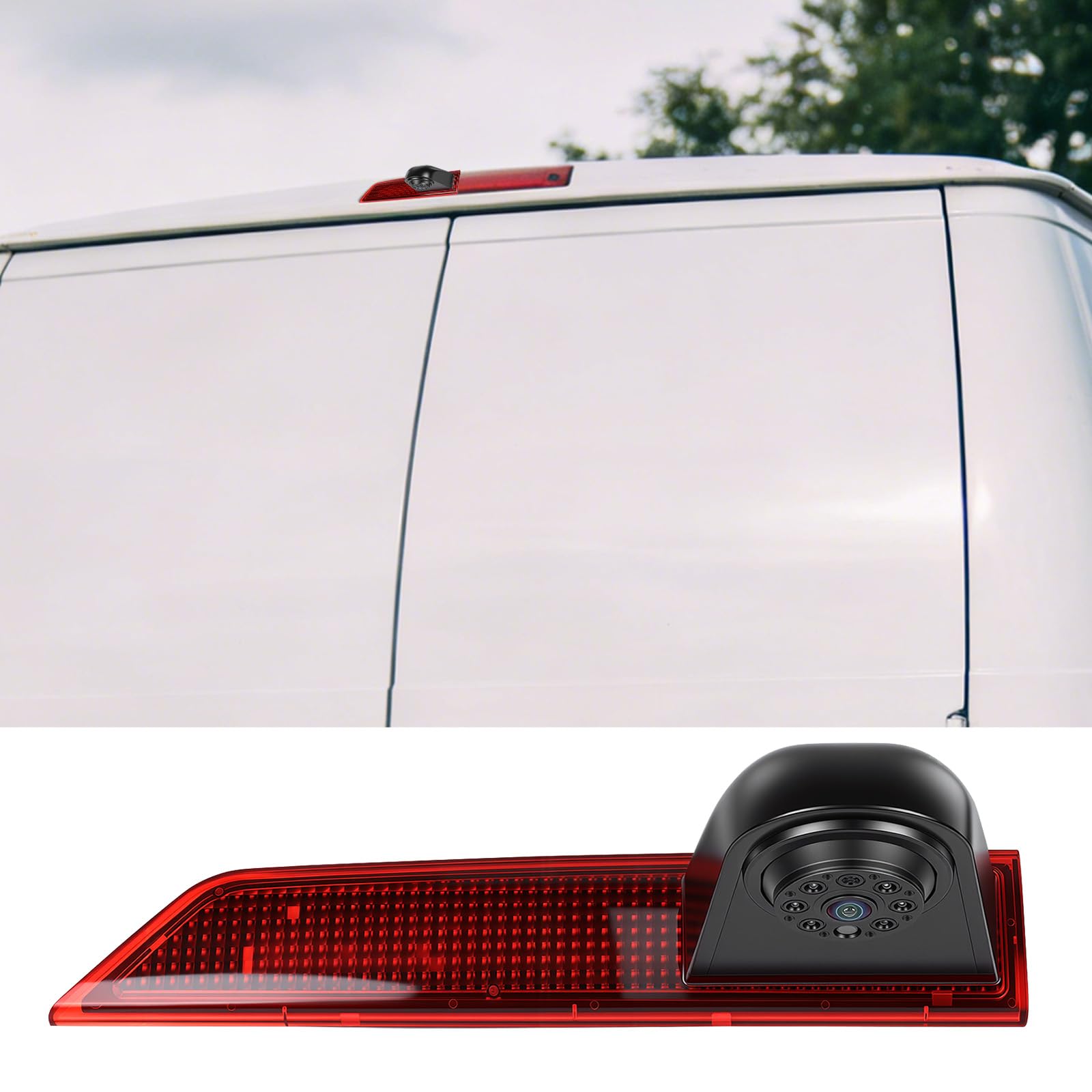 SIXWIN Kamera cofania 720P ze światłem hamowania, kamera cofania samochodu do Ford Transit 2012-2015, kąt widzenia 140°, wodoszczelność IP67, widoczność w nocy ze światłami podczerwieni