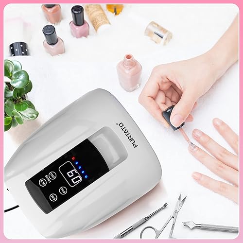 Miniatura 9 de Purtato Lámpara de uñas inalámbrica LED UV recargable de salón profesional 45 cuentas de lámpara de larga duración parte inferior de acero
