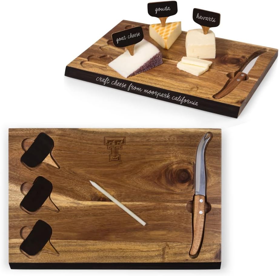 PICNIC TIME NCAA unisex-adult NCAA Delio Acacia Cheese Cutting Board & Tools Set