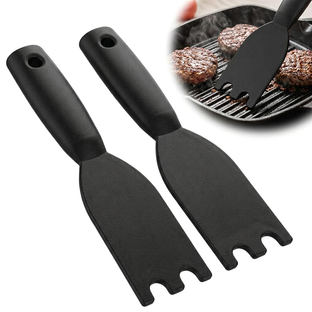 SouStar 2 Pack Grill Scraper Compatible with George Foreman Grills, Heat Resistant Nylon BBQ Cleaning Tool with Grooved Design, Non-Stick Indoor Electric Grill Cleaner Accessories for Panini Press
