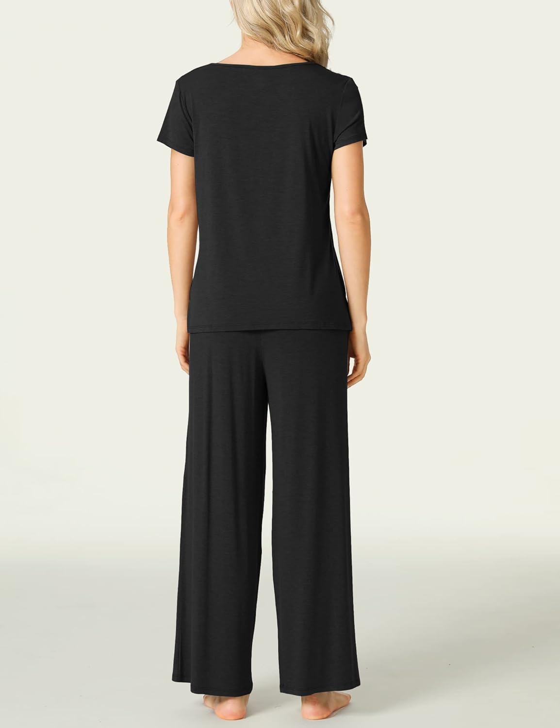 LazyCozy Womens Short Sleeve Pajama Sets - Viscose Made from Bamboo, 2 Piece Lounge Pj Set Sleepwear - Image 2