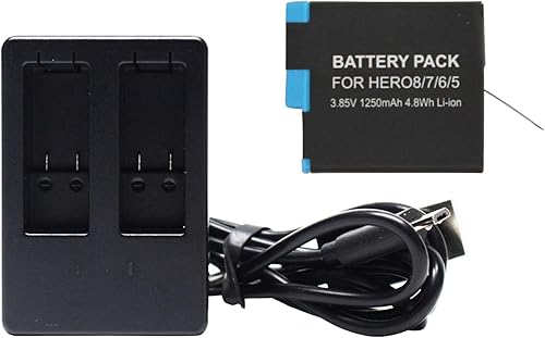 AHDBT-801 - Batería y cargador de repuesto para cámara GoPro Hero 8 HD color negro, compatible con batería y cargador completamente decodificados