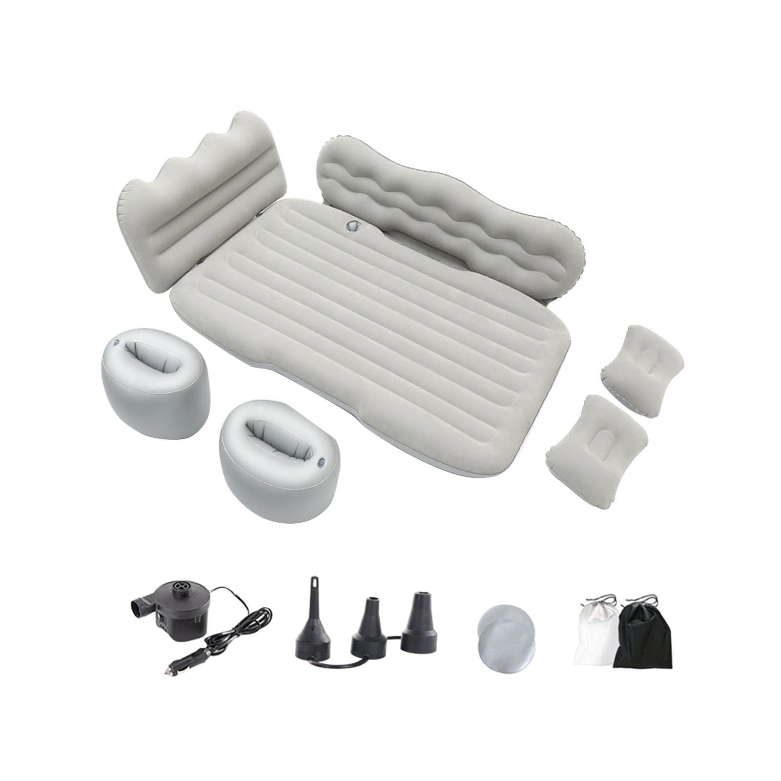 Matelas de voiture gonflable pour siège arrière avec gonfleur intégré et revêtement imperméable