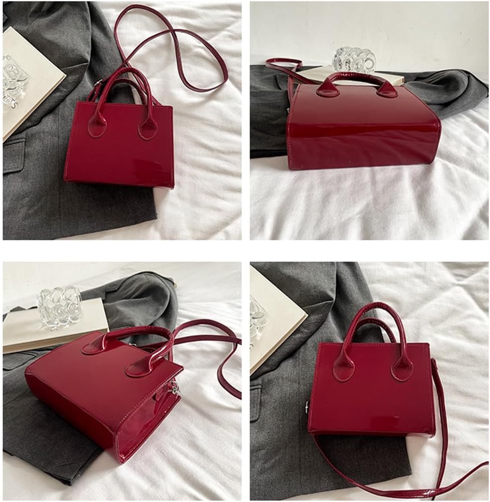 Patent Leather Handbag Shinny Clutch Purse Mini Shoulder Bag Evening Purse for Women - Image 2
