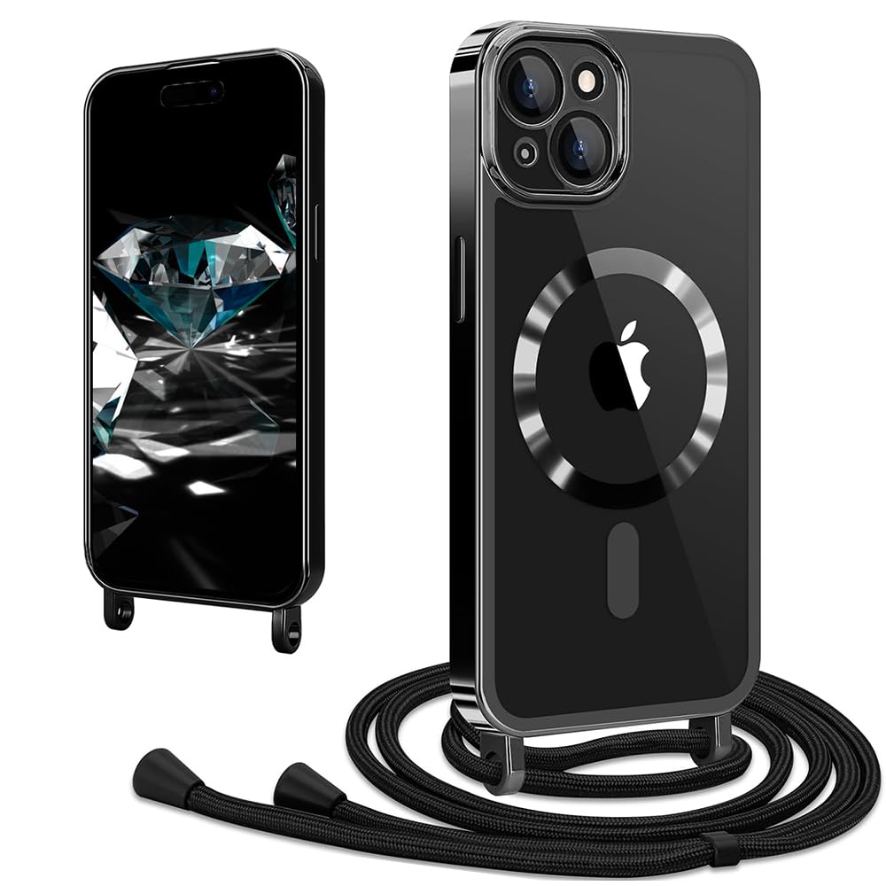 Custodia Magnetica Per IPhone 13 Con Cordino - Blu, TPU Silicone Trasparente Antiurto - Foto 2