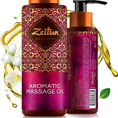 Massage Oil- Aromatherapy Body Lotion with Jasmine, Macadamia, Sweet Almond Essential Oils & Vitamin E | Nourishing Spa & Skin Care Therapy | Stress & Sore Muscle Relief
