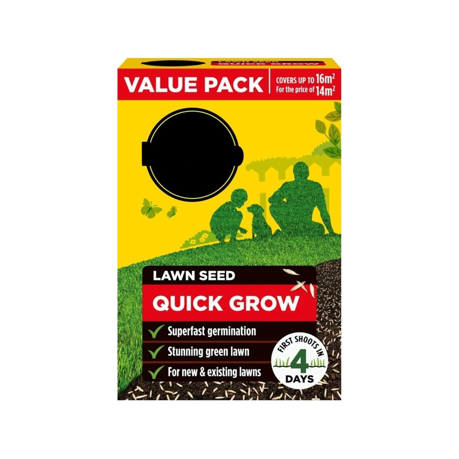 HOCHSTE Miracle-Gro Quick Grow Lawn Seed, Fast Growing Ryegrass & Fescue Grass Seed for New Lawns, Overseeding & Patch Repair, 480g (Grow Lawn Seed 16m2)