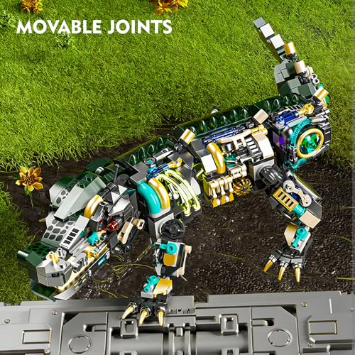Image of SKY LINE OCEAN Mechanical Crocodile Building Set - 996 PCS Light-Up Wild Animal Model with Display Stand, Articulated STEM Construction Toy, Compatible Bricks Collectible Gift for Kids Teens & Adults