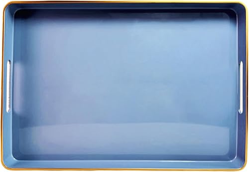 Bandeja decorativa blanca, bandeja para servir con asas, bandeja decorativa redonda para mesa auxiliar, bandeja de plástico de 13 pulgadas para