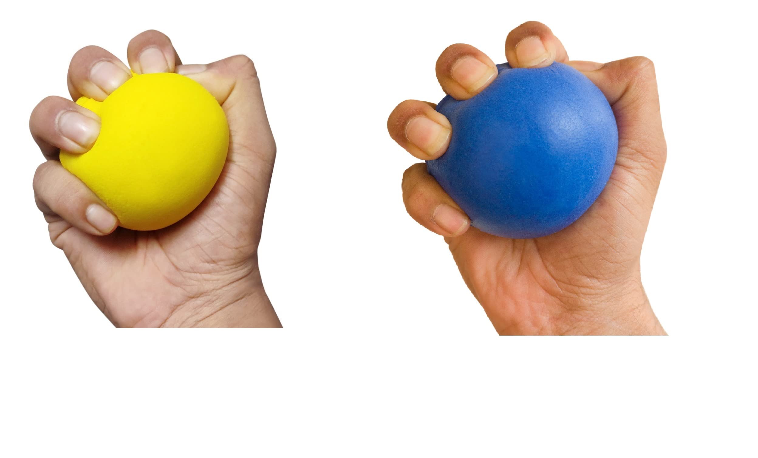 PHYSIOTHERAPY HAND EXERCISE BALL(YELLOW & BLUE 7CM) /POLYURETHANE SOFT NON STICKY BALL/YOGA MASSAGE FOR FINGERS, WIRST, HAND STRENGTHENER, REHABILITATION AND ARTHRITIS GRIP