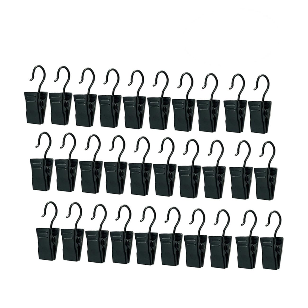OUNONA 60Pcs Drapery Iron Rings with Hooks Skid Curtain Clips for Easy Installation Black Drapery Hooks for Curtain Rods for Window Treatments