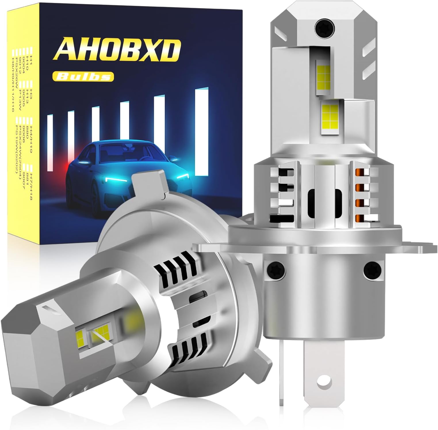 AHOBXD H4 Light Bulbs Super Bright Upgraded 30000LM 900% Xenon White H4/9003/HB2 Halogen Raplacement Fog Light Bulbs, Canbus Error Free Direct Fit, Pack of 2