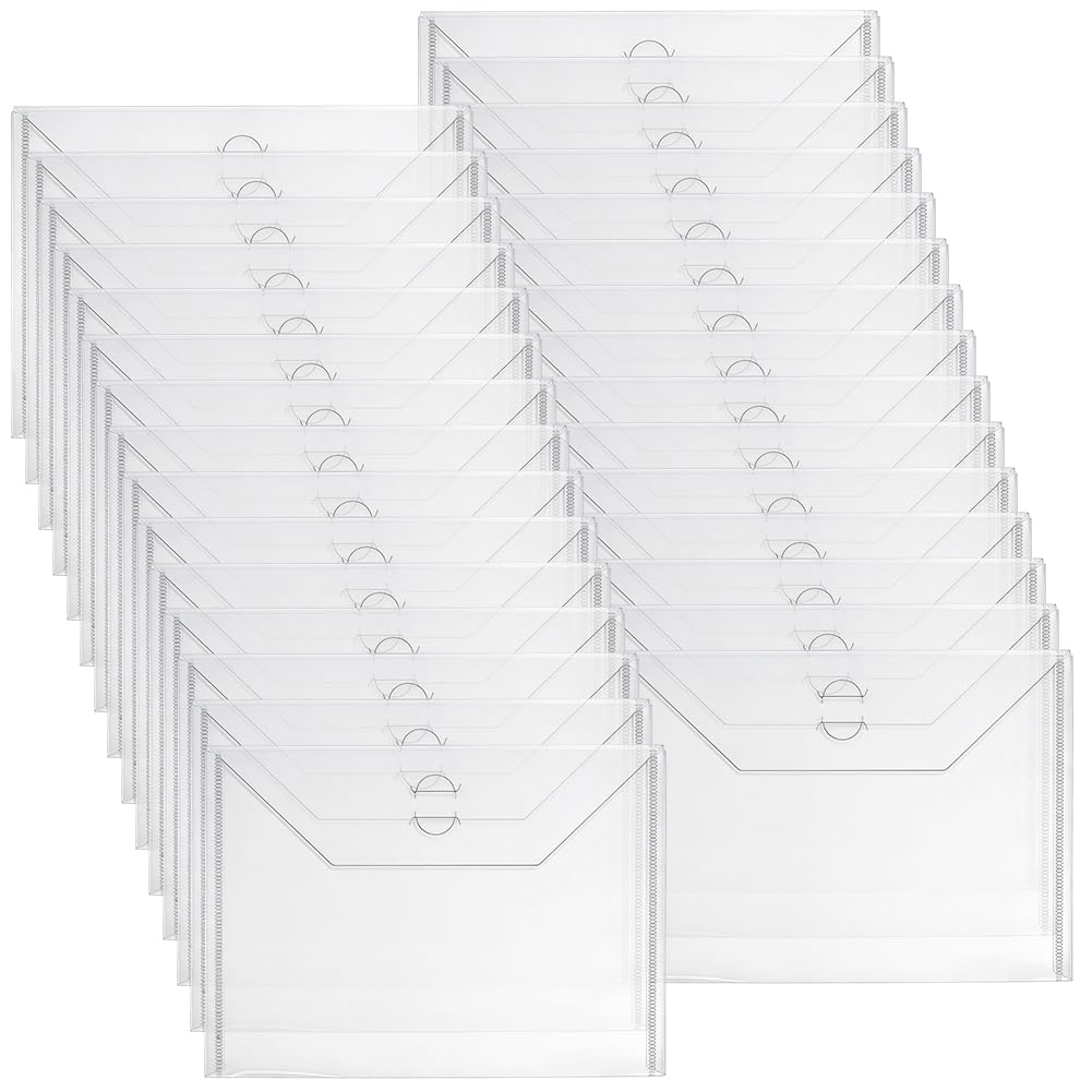 GORGECRAFT 30pz 24 x 18cm Sacchetti Riporre Timbri Fustelle in Plastica Trasparente Richiudibile Album Timbri Custodia Sigilli Timbri Buste Tasche Fustelle Stencil Carta Biglietti Scrapbooking