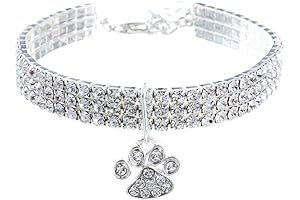 Paw Prints & Heart Personalized Dog Collar with Diamonds