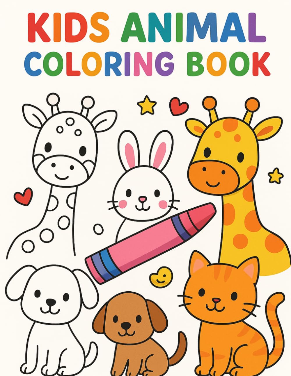 Kids Animal Coloring Book: Fun Animal Pictures for Kids Ages 3-6 to Color and Learn