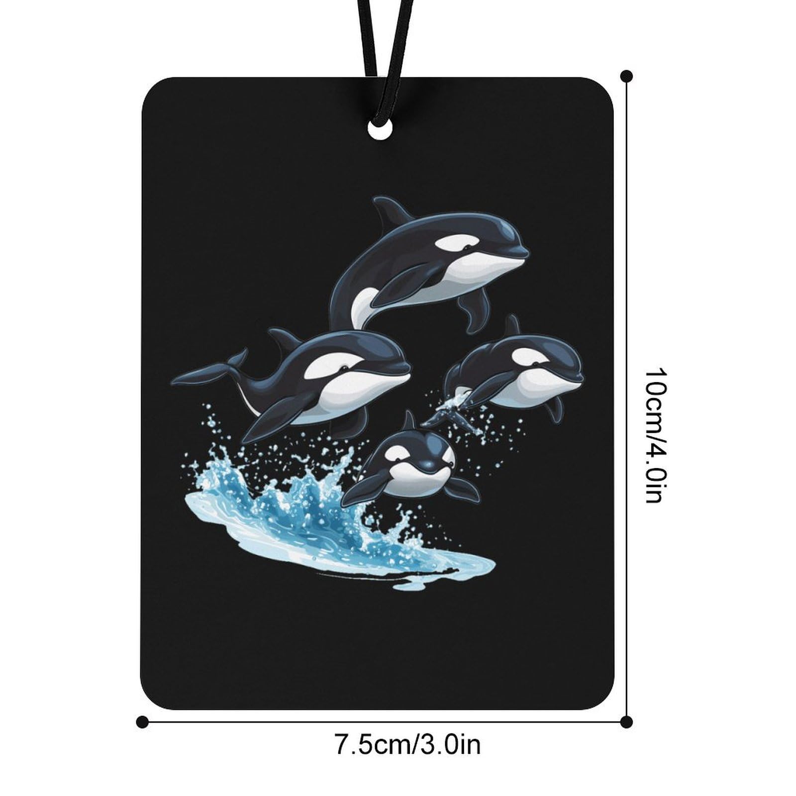 Killer Whale Orca Whale Family Car Air Freshener Hanging Aromatherapy Tablets for Car Accessories Square