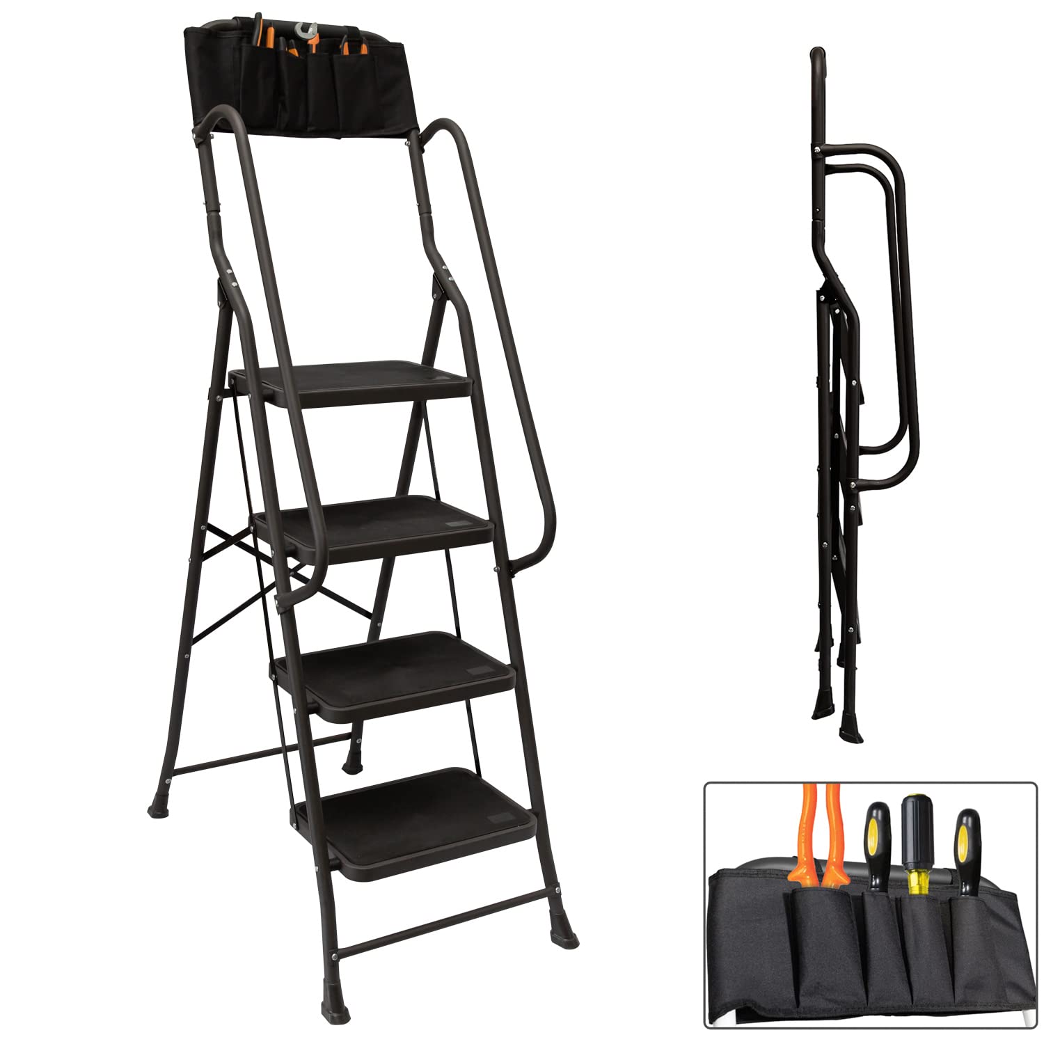 Buy 4 Step Folding Ladder, w/ Tool Bag ,Portable Collapsible Climbing