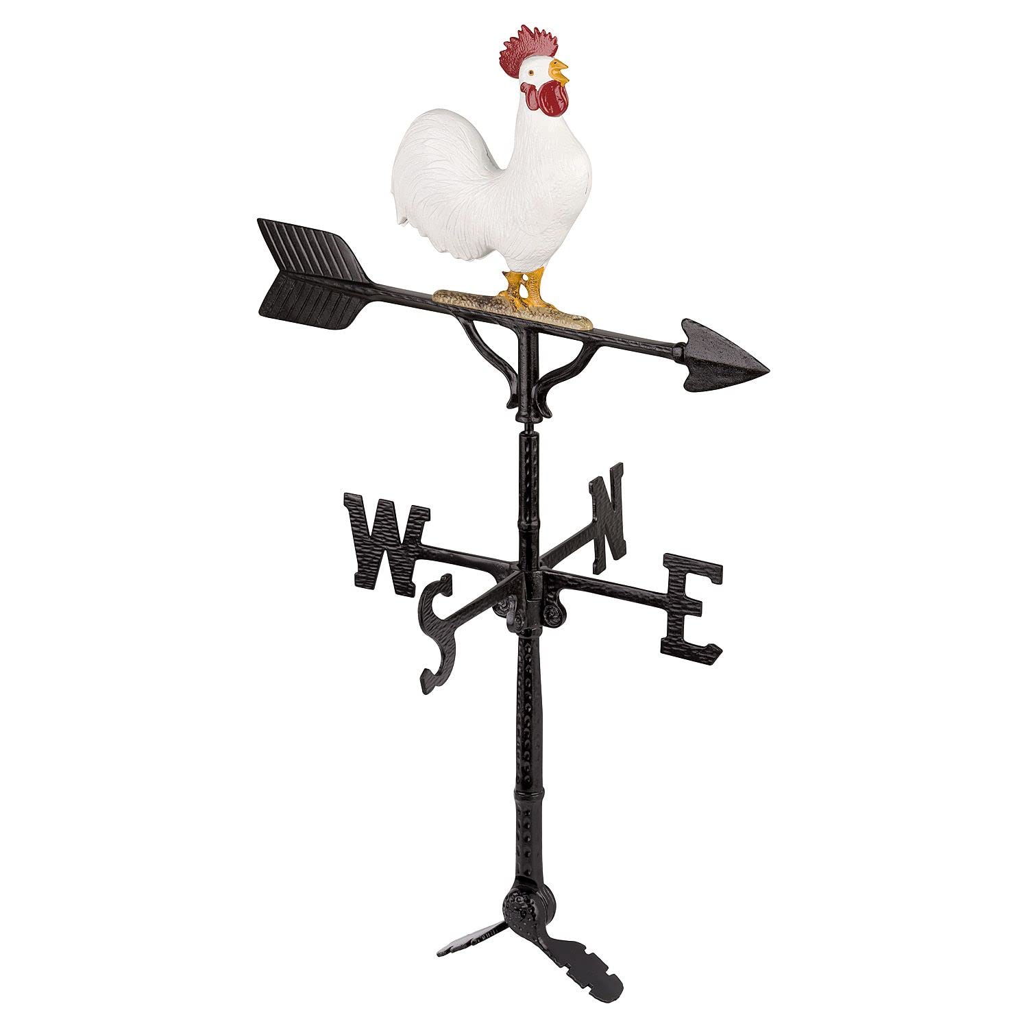 Address Number Store 32” Aluminum Deluxe 3D Rooster Weathervane 200 Series-Mount Included (White)