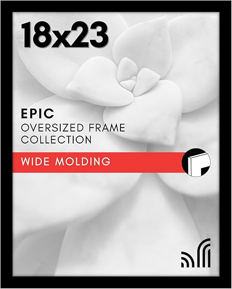 Americanflat 18x23 Poster Frame with Polished Plexiglass - Black Picture Frame - Wide Photo Frames Made of Engineered Wood for Vertical or Horizontal Wall Display - Epic Collection - Black