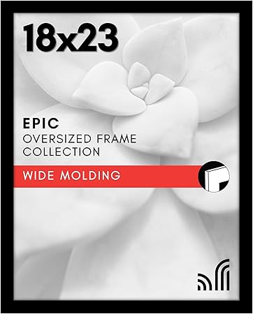 Americanflat 18x23 Poster Frame with Polished Plexiglass - Black Picture Frame - Wide Photo Frames Made of Engineered Wood for Vertical or Horizontal Wall Display - Epic Collection - Black