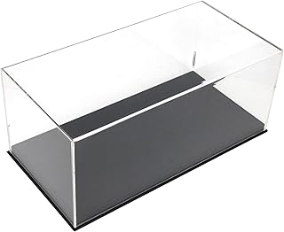 Paudi Model Acrylic Display Case for 1/18 Scale Diecast Cars Model Car or Lego，Transparent dustproof protection countertop storage acrylic box display cabinet Black base