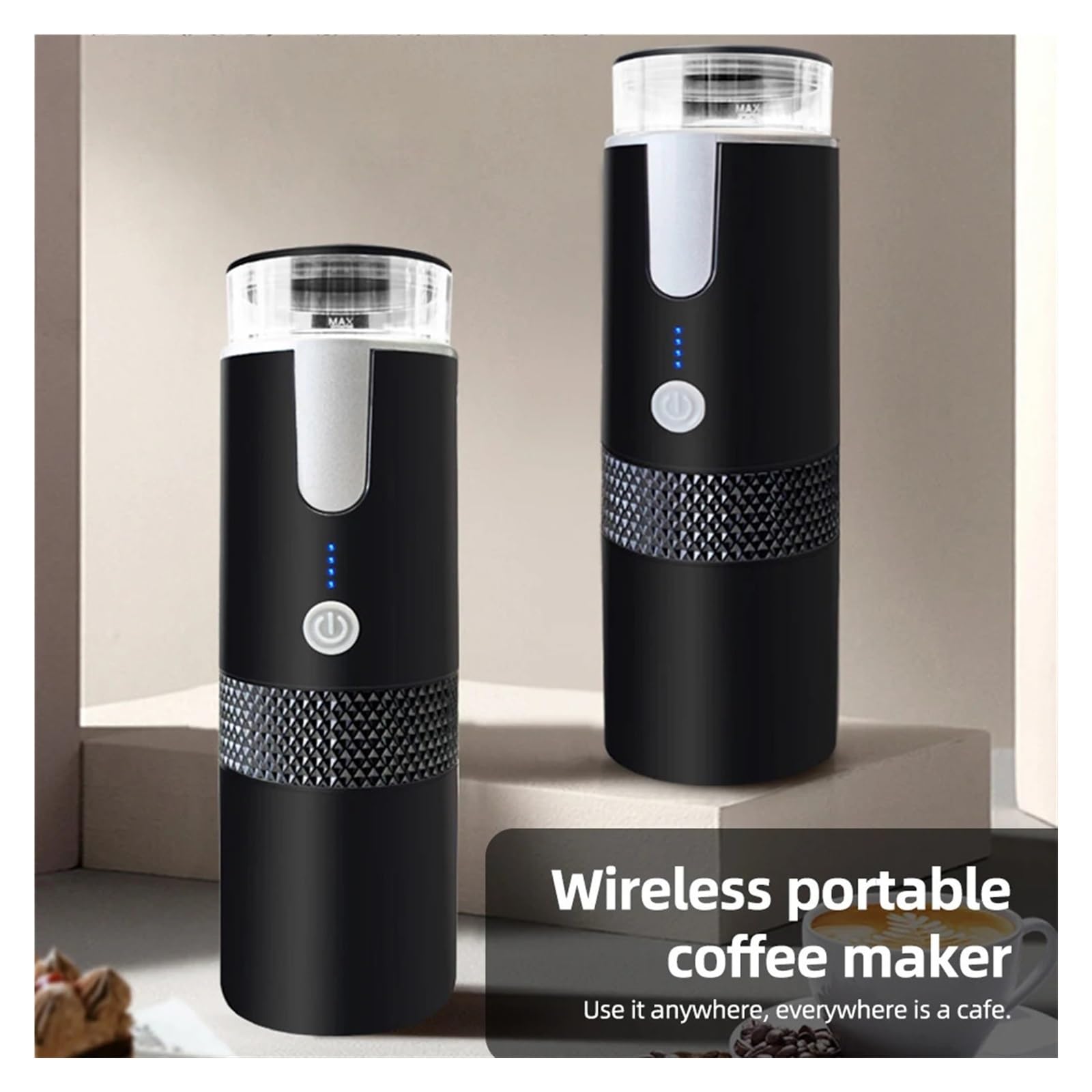 Macchina da Caffè Espresso Portatile, Macchine for caffè espresso elettriche portatili, monodose con tazza di caffè in polvere e contenitore for capsule, ricaricabili, automatiche per viaggi, campeggi
