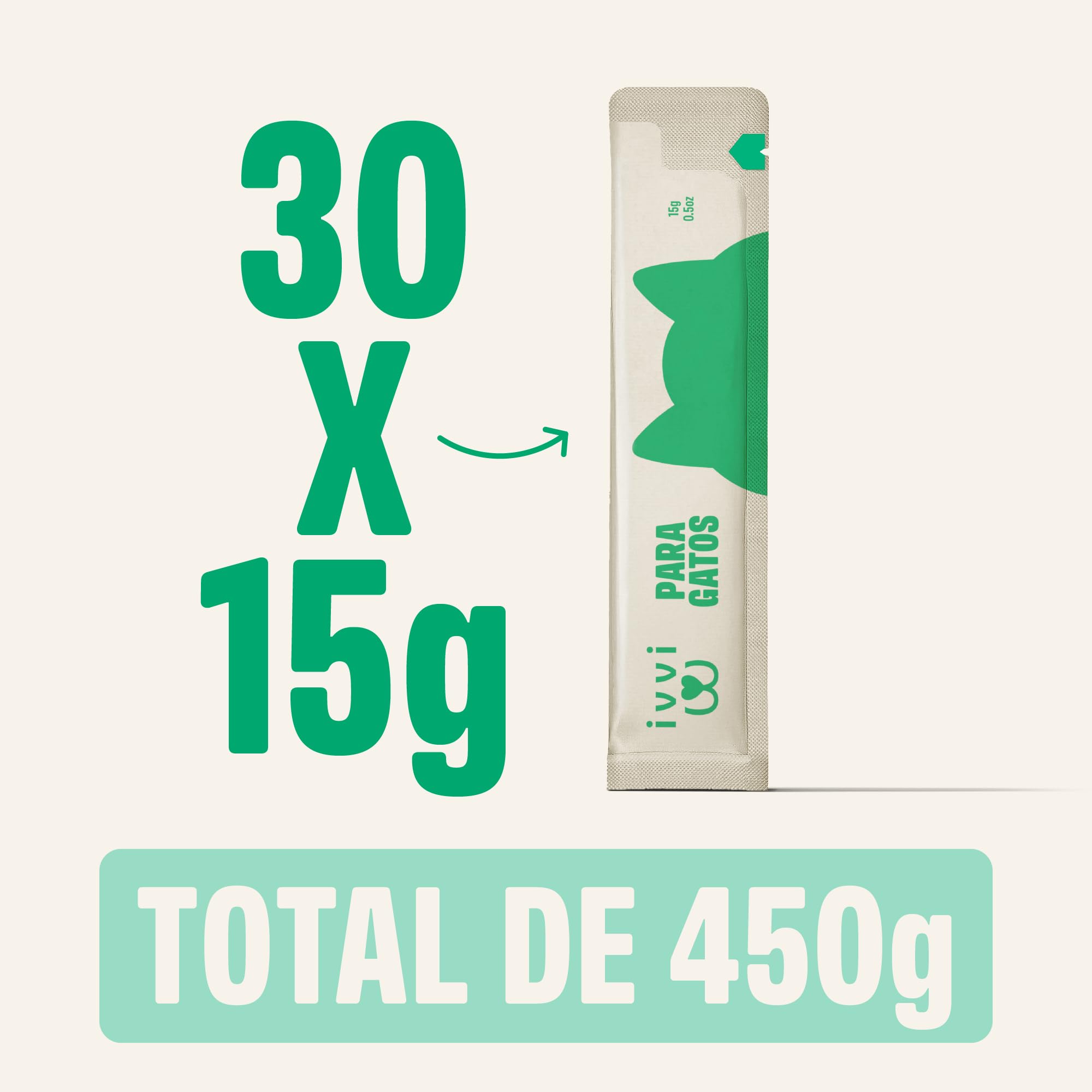 ivvi Esencia Digestiva para Gatos – 30 Snacks Cremosos con Atún, Calabaza, Linaza y Postbiótico derivado de Probióticos – Digestión, Flora Intestinal y Bienestar – 450 g