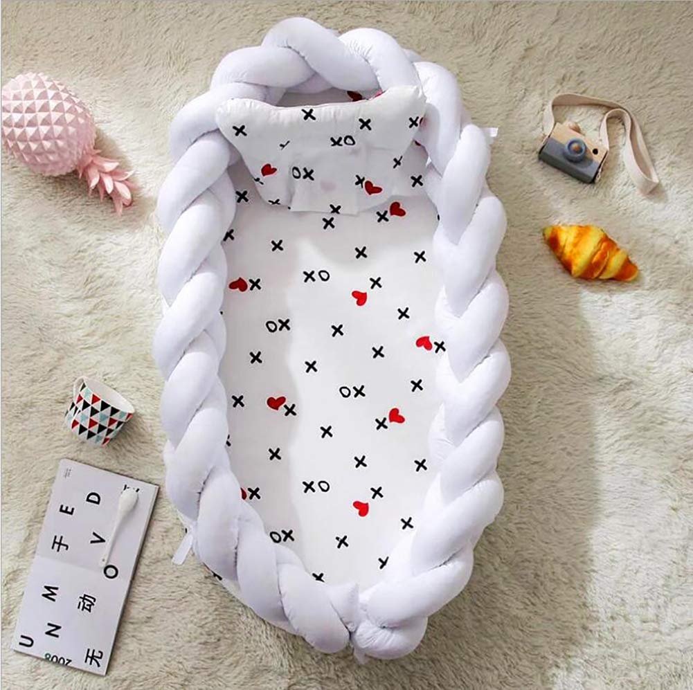 Lhh Newborn Infant Bassinet, Removable Cocoon Snuggle Bed 100% Cotton For Toddlers 0-12 Month (90 * 55 * 15cm),C