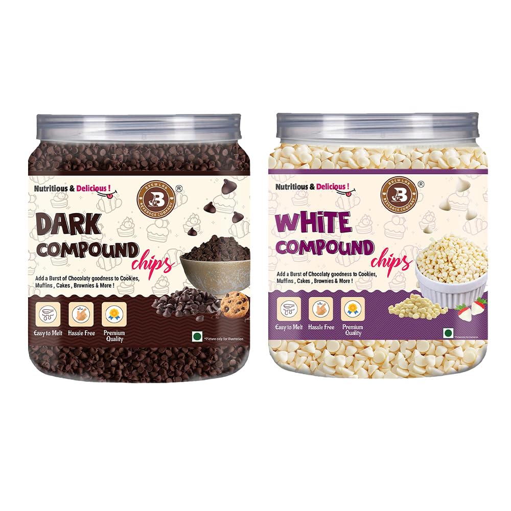 Brew Lab Dark Chocolate Chips & White Chocolate Chips | for Cake toppings Cooking & Baking Chips for Cakes, Cookies, Brownies, Muffins, Pancakes | Decoration & Baking | 200 gm x 2-image-33