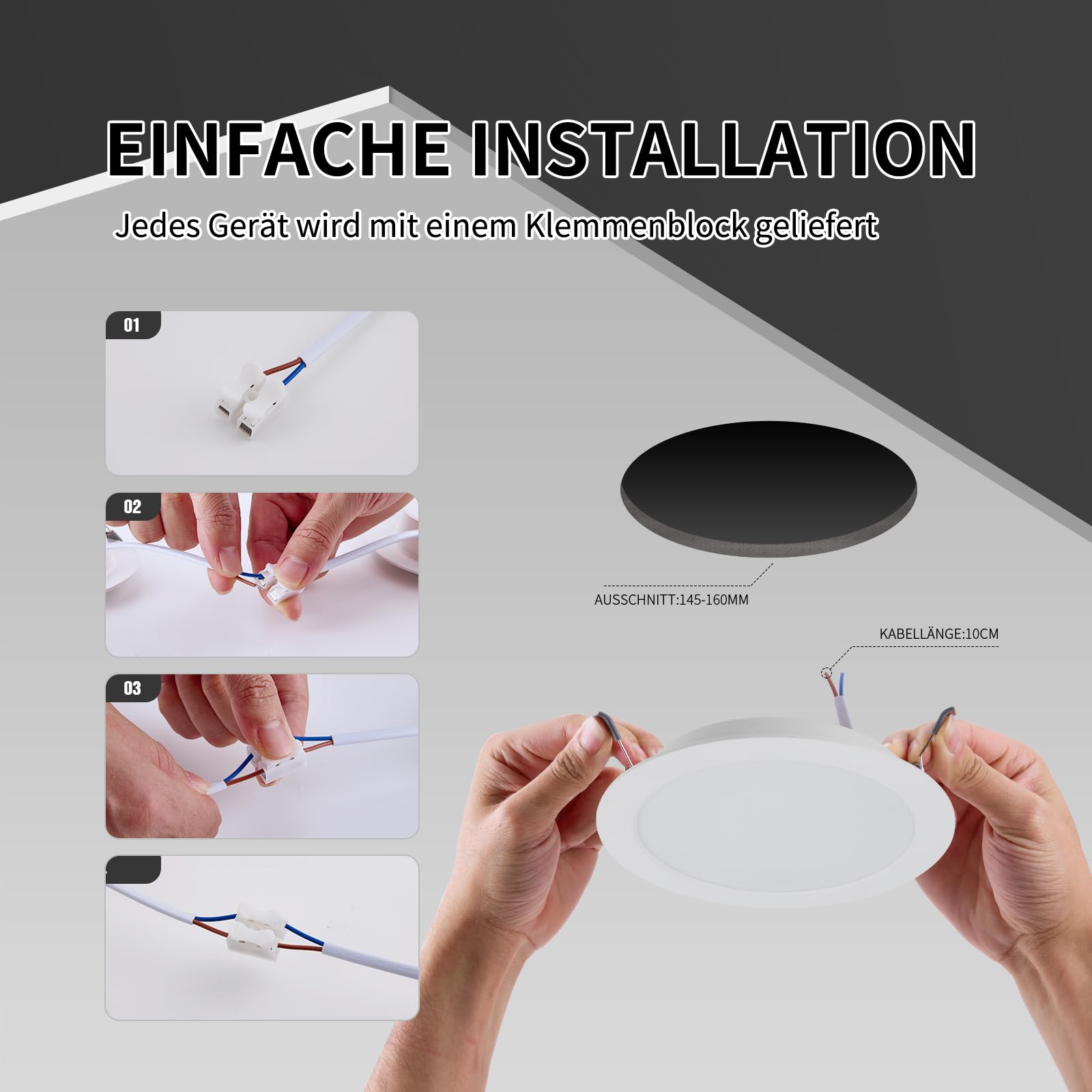 LED Deckenspots Flach 16W 230V 1400lm IP44 Ultra Slim Einbautiefe 25mm Downlight Warmweiß/Neutralweiß/Kaltweiß