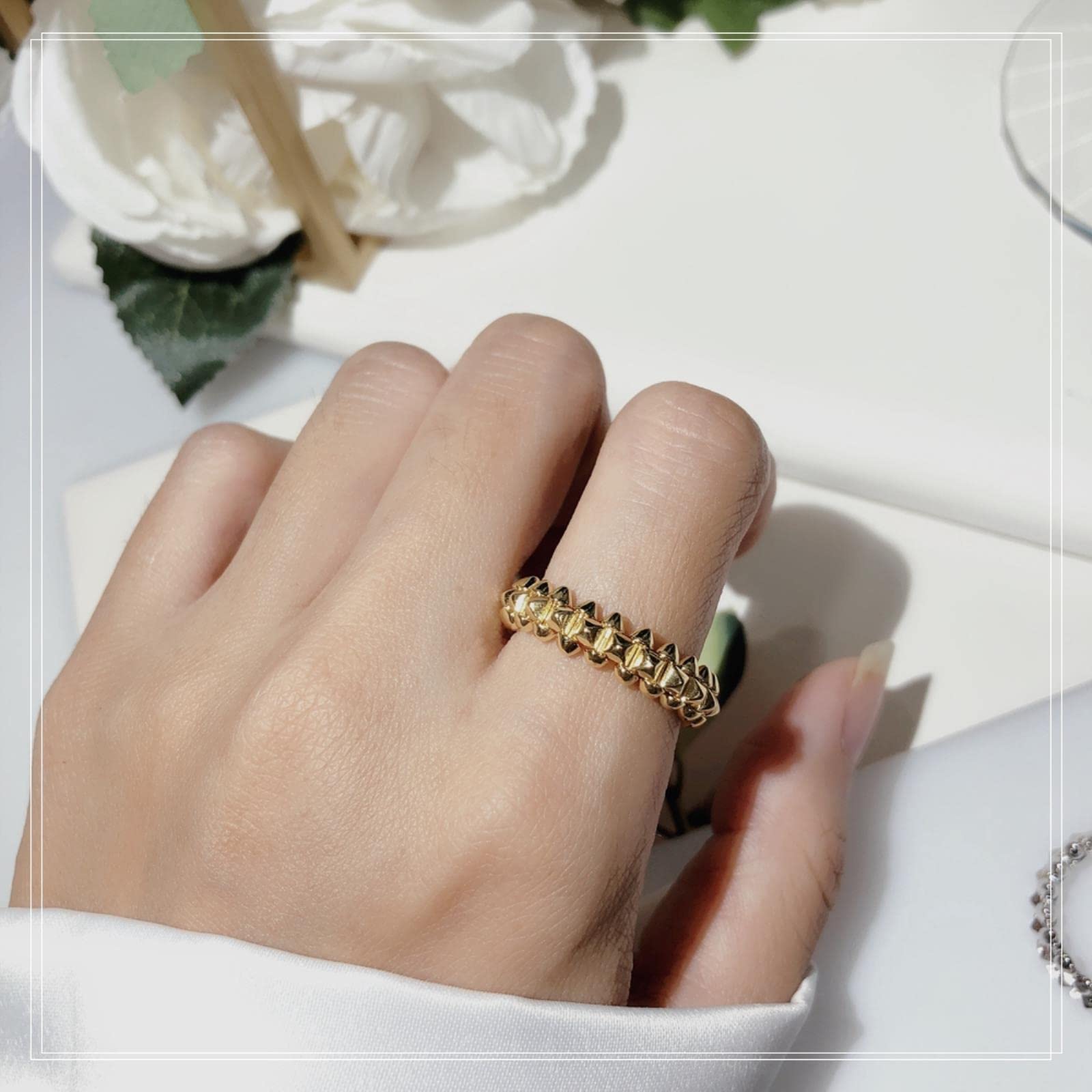 Mode Einfachheit Niet Ring Männer Frauen Street Style Mode reines Silber Vergoldung Ring-6, Roségold